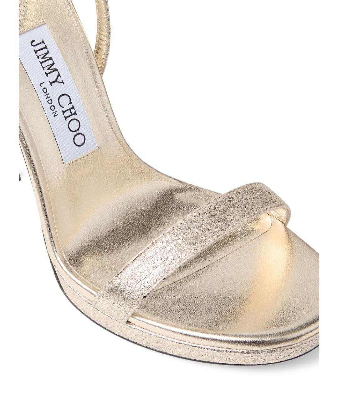 JIMMY CHOO Золотые кожаные босоножки, фото 5