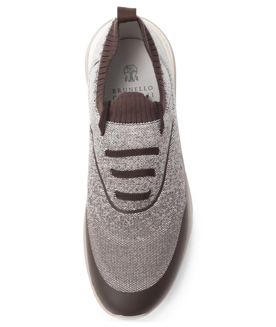BRUNELLO CUCINELLI Коричневые текстильные низкие кроссовки / кеды, фото 5