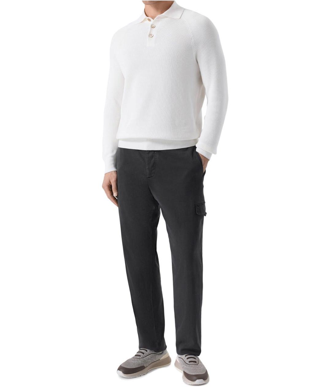 BRUNELLO CUCINELLI Коричневые текстильные низкие кроссовки / кеды, фото 7