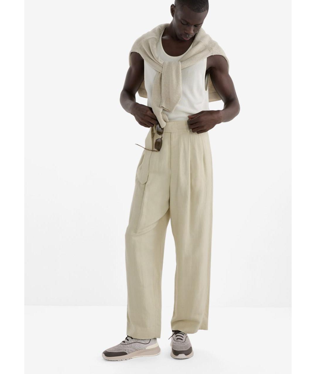BRUNELLO CUCINELLI Коричневые текстильные низкие кроссовки / кеды, фото 2