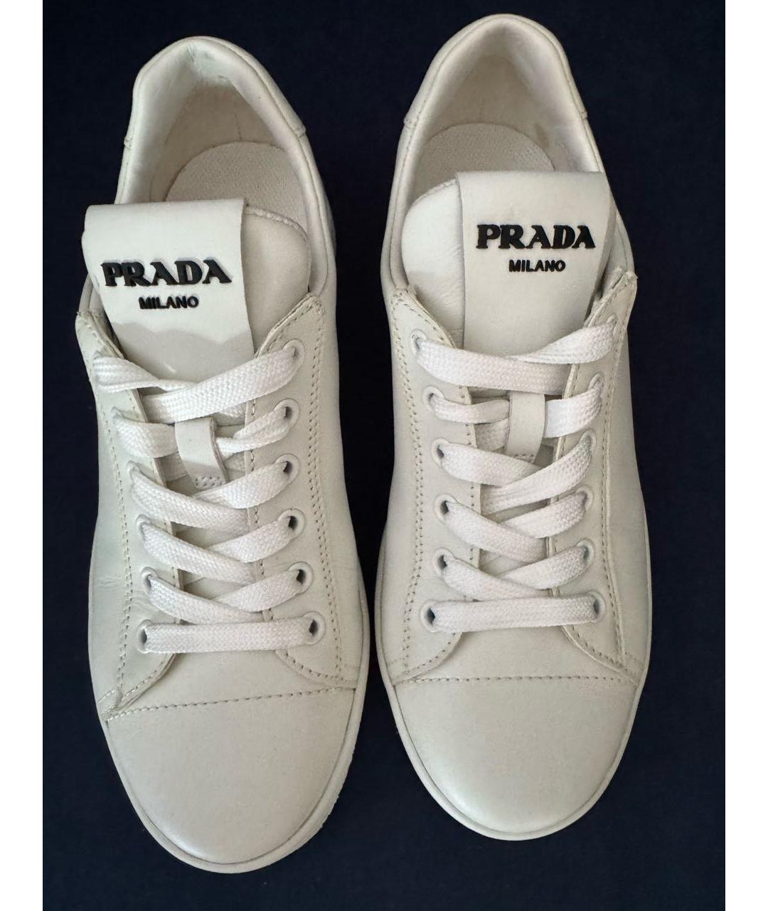 PRADA Белые кожаные кеды, фото 2