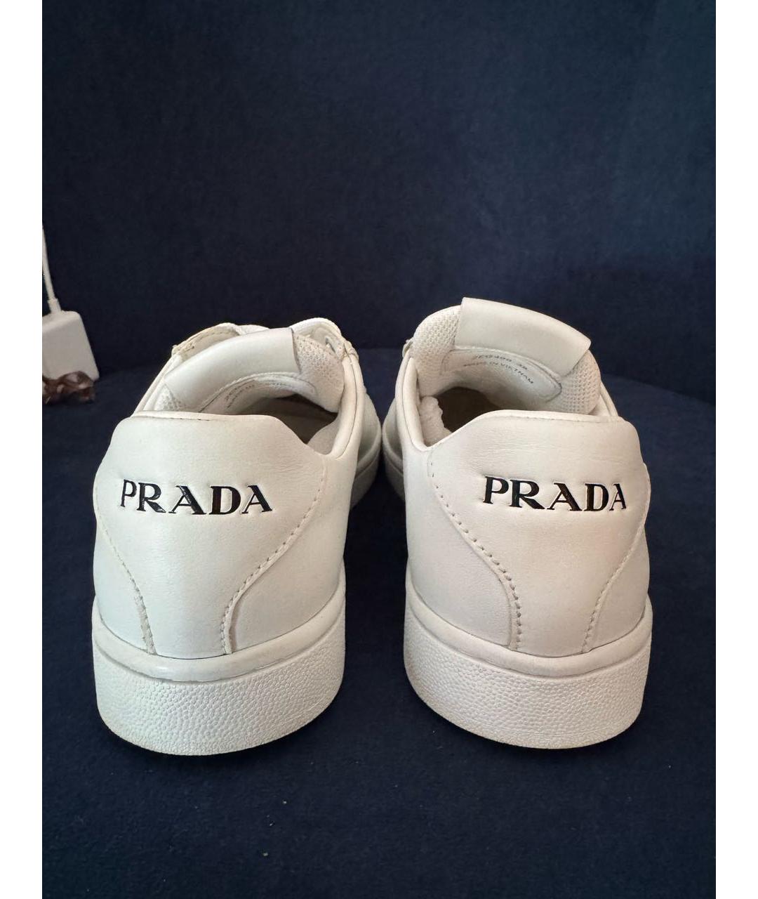 PRADA Белые кожаные кеды, фото 4