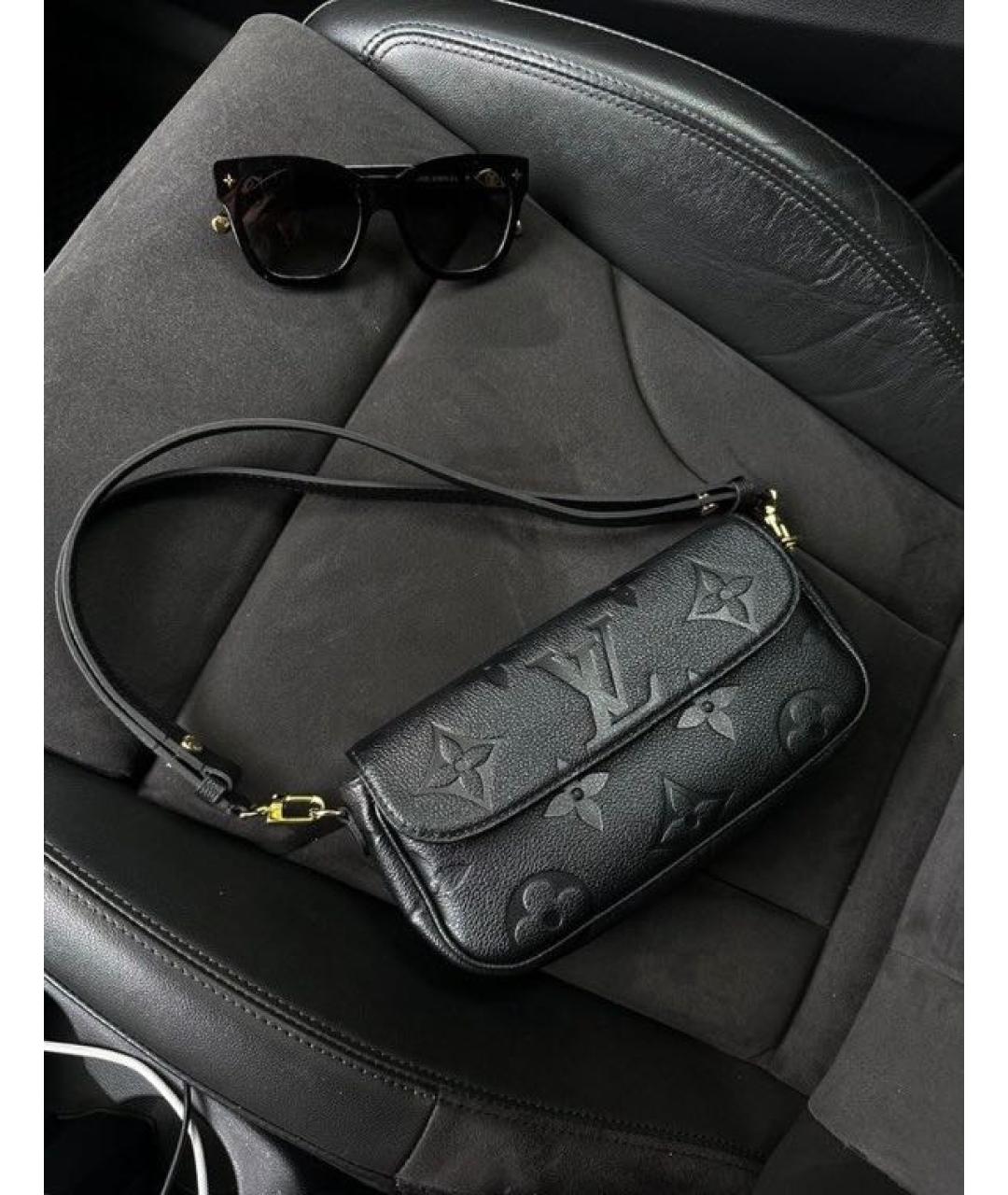 LOUIS VUITTON Черная кожаная сумка через плечо, фото 3