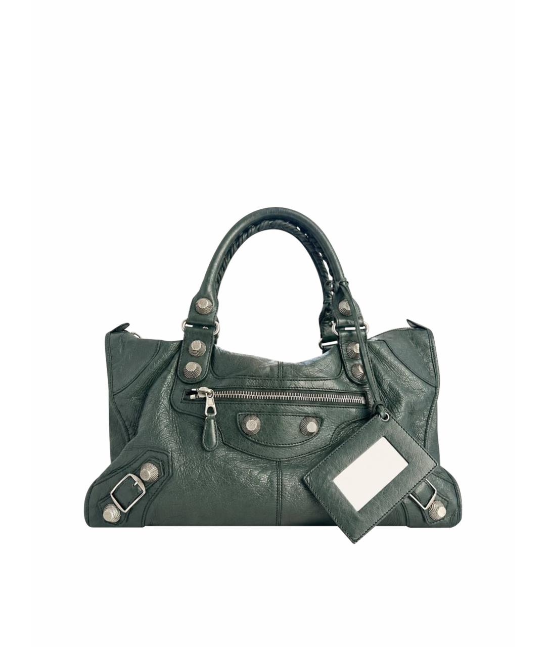 BALENCIAGA Зеленая кожаная сумка тоут, фото 1