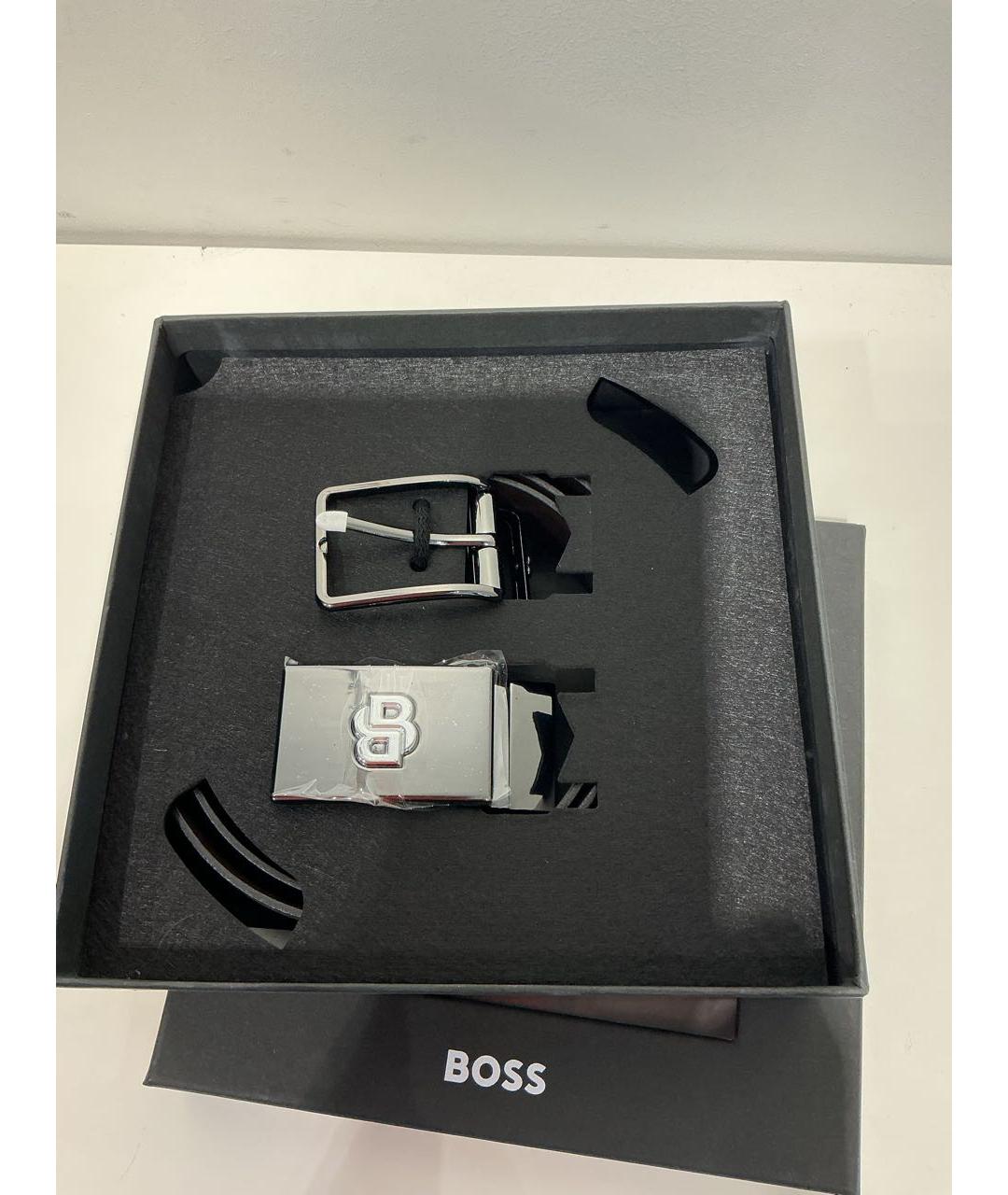HUGO BOSS Черный кожаный ремень, фото 3
