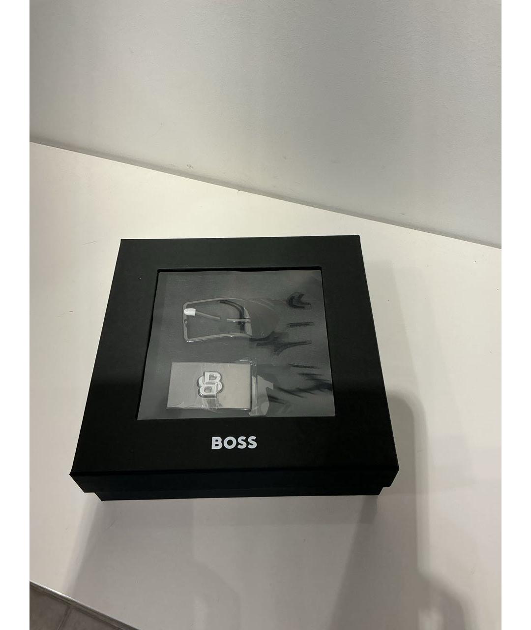HUGO BOSS Черный кожаный ремень, фото 2