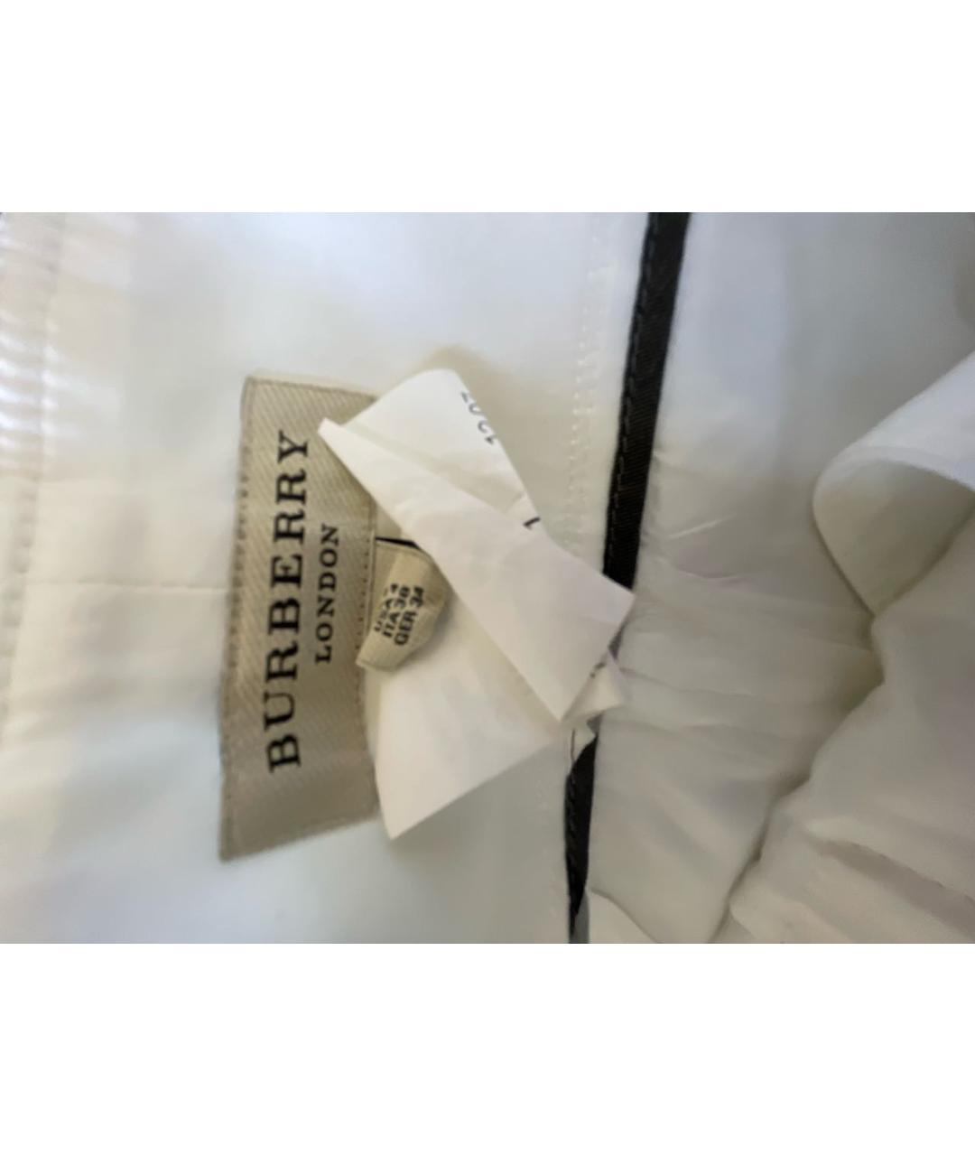 BURBERRY Белая хлопко-эластановая юбка миди, фото 3