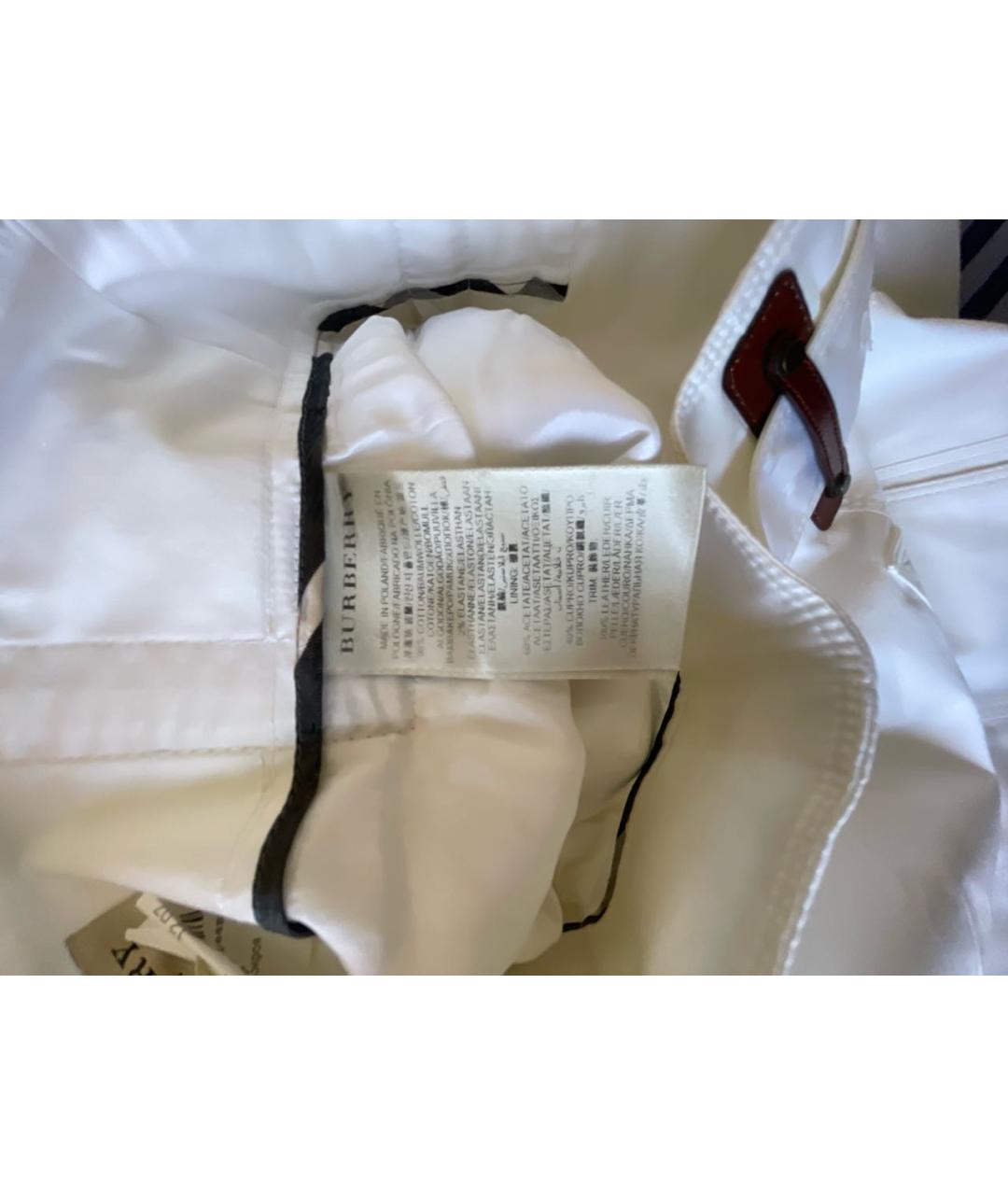 BURBERRY Белая хлопко-эластановая юбка миди, фото 5