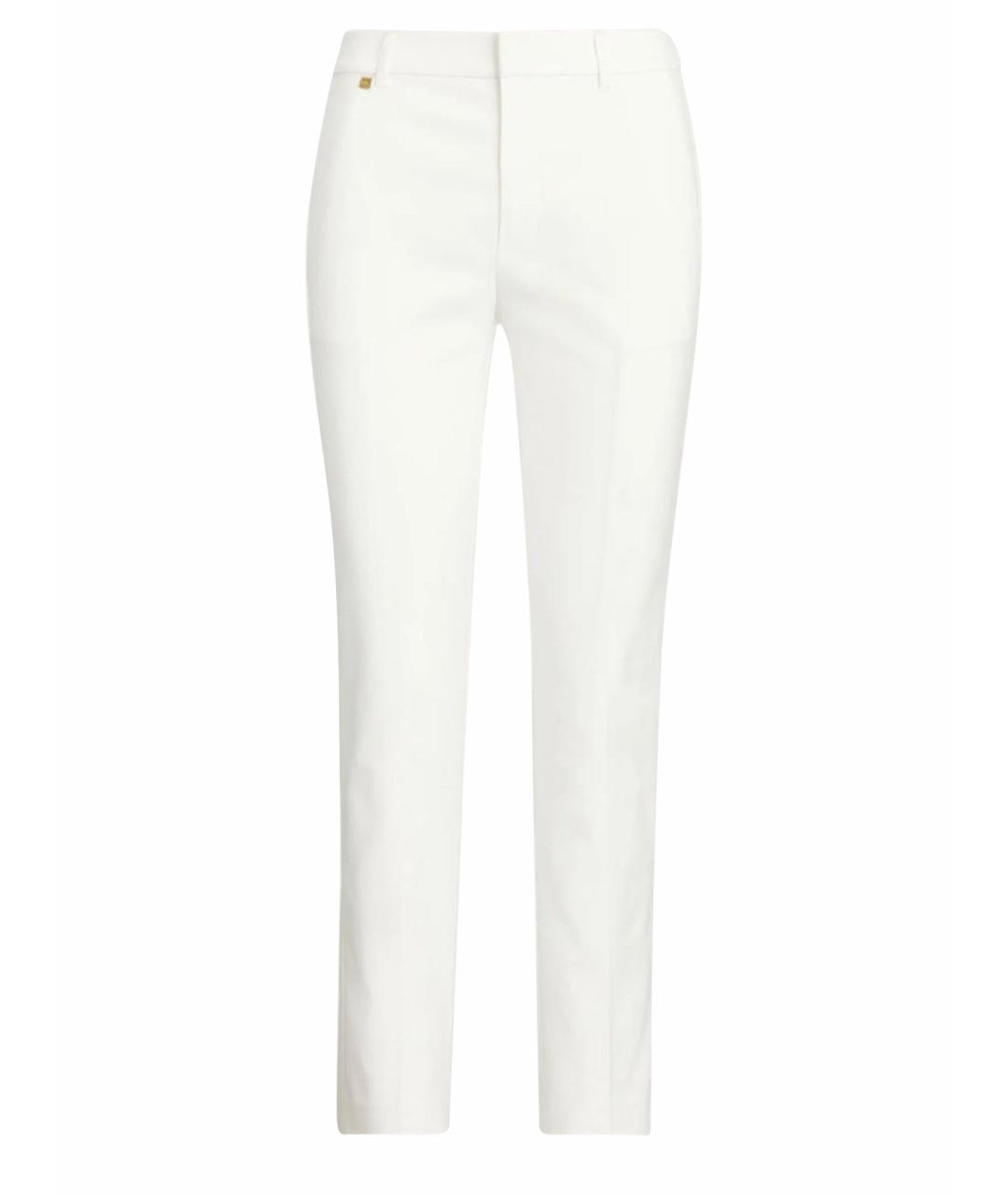 RALPH LAUREN Белые хлопко-эластановые брюки узкие, фото 1