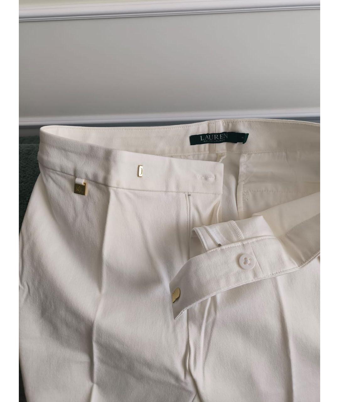 RALPH LAUREN Белые хлопко-эластановые брюки узкие, фото 3