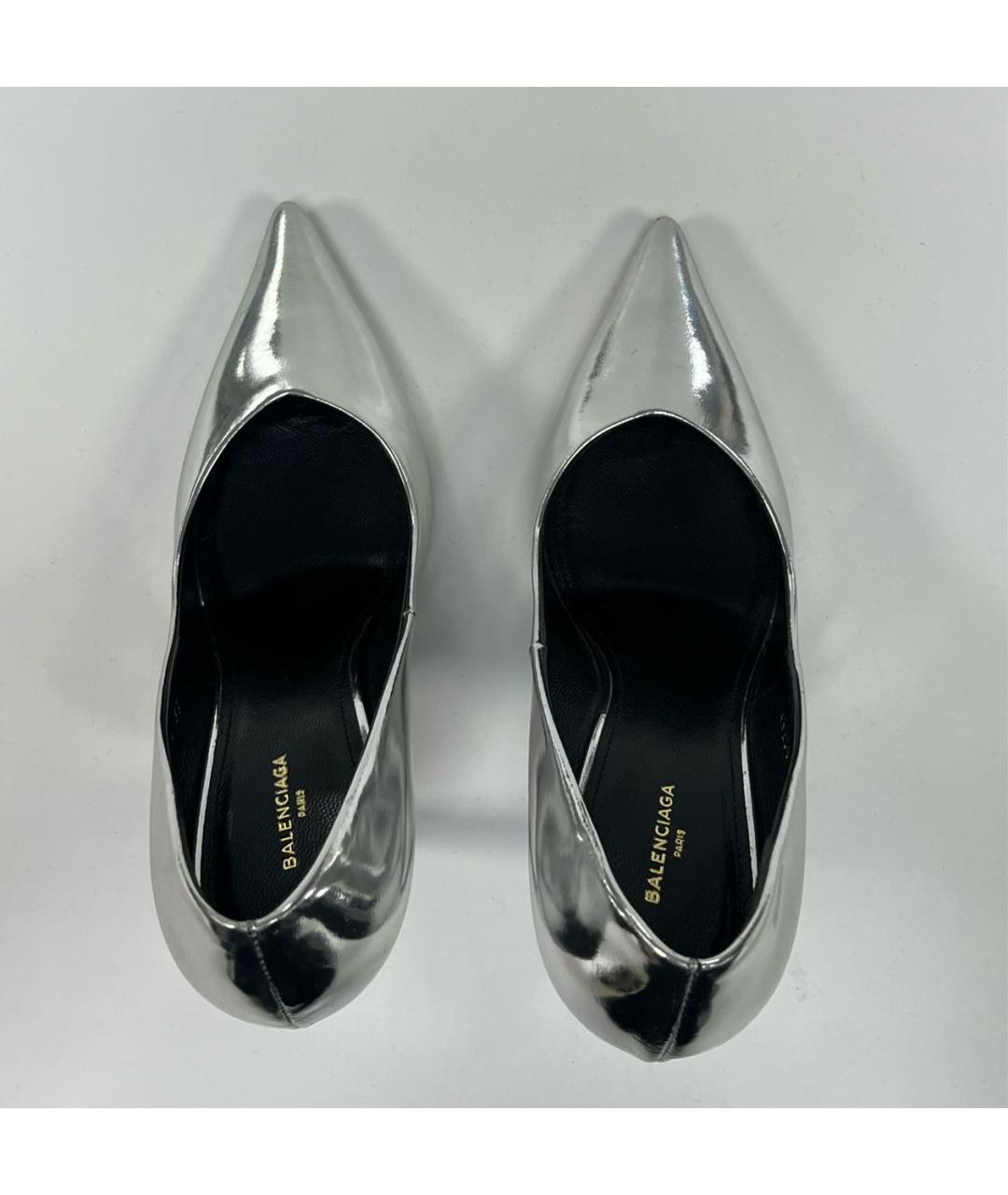 BALENCIAGA Серебряные туфли из лакированной кожи, фото 4