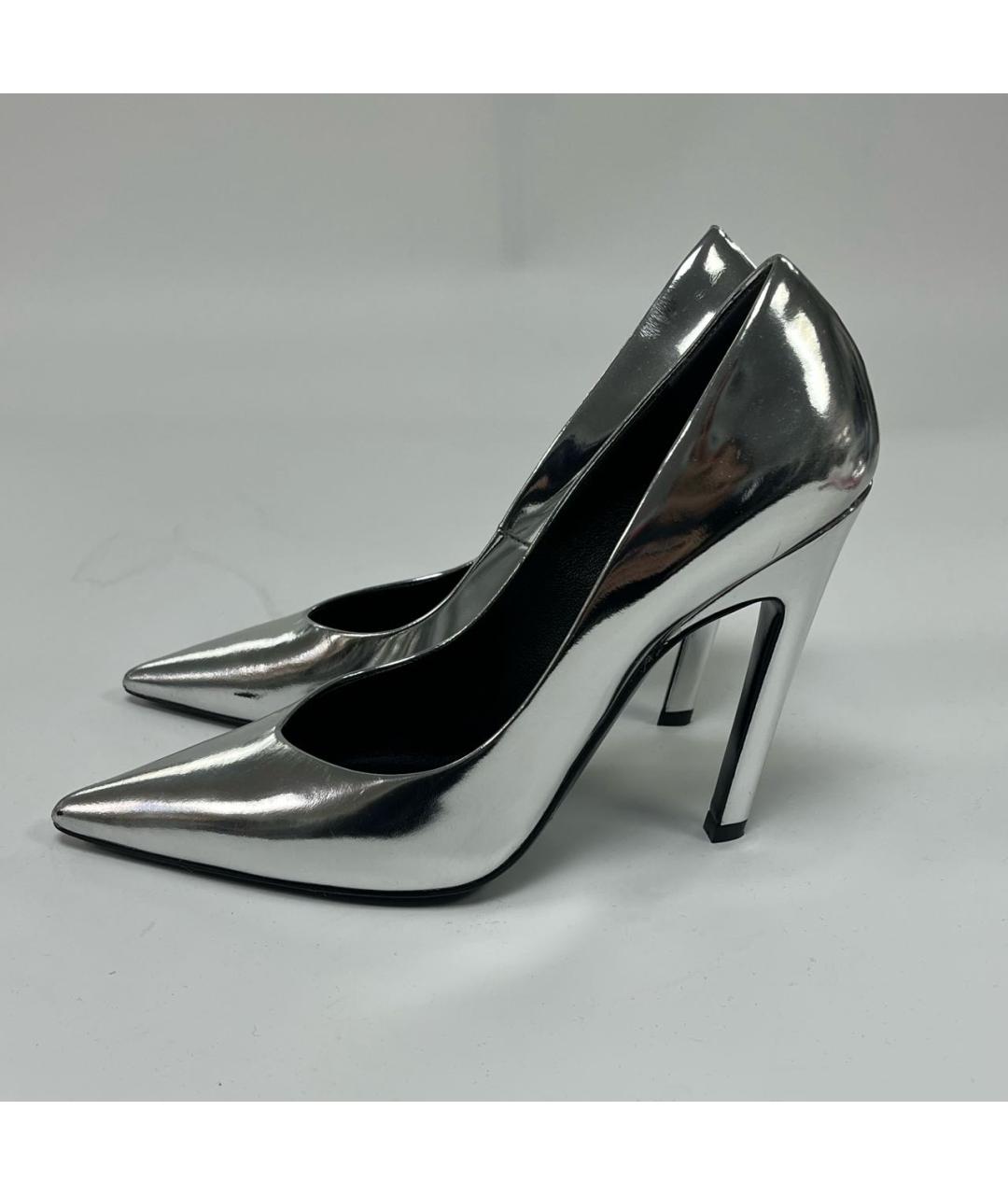 BALENCIAGA Серебряные туфли из лакированной кожи, фото 9