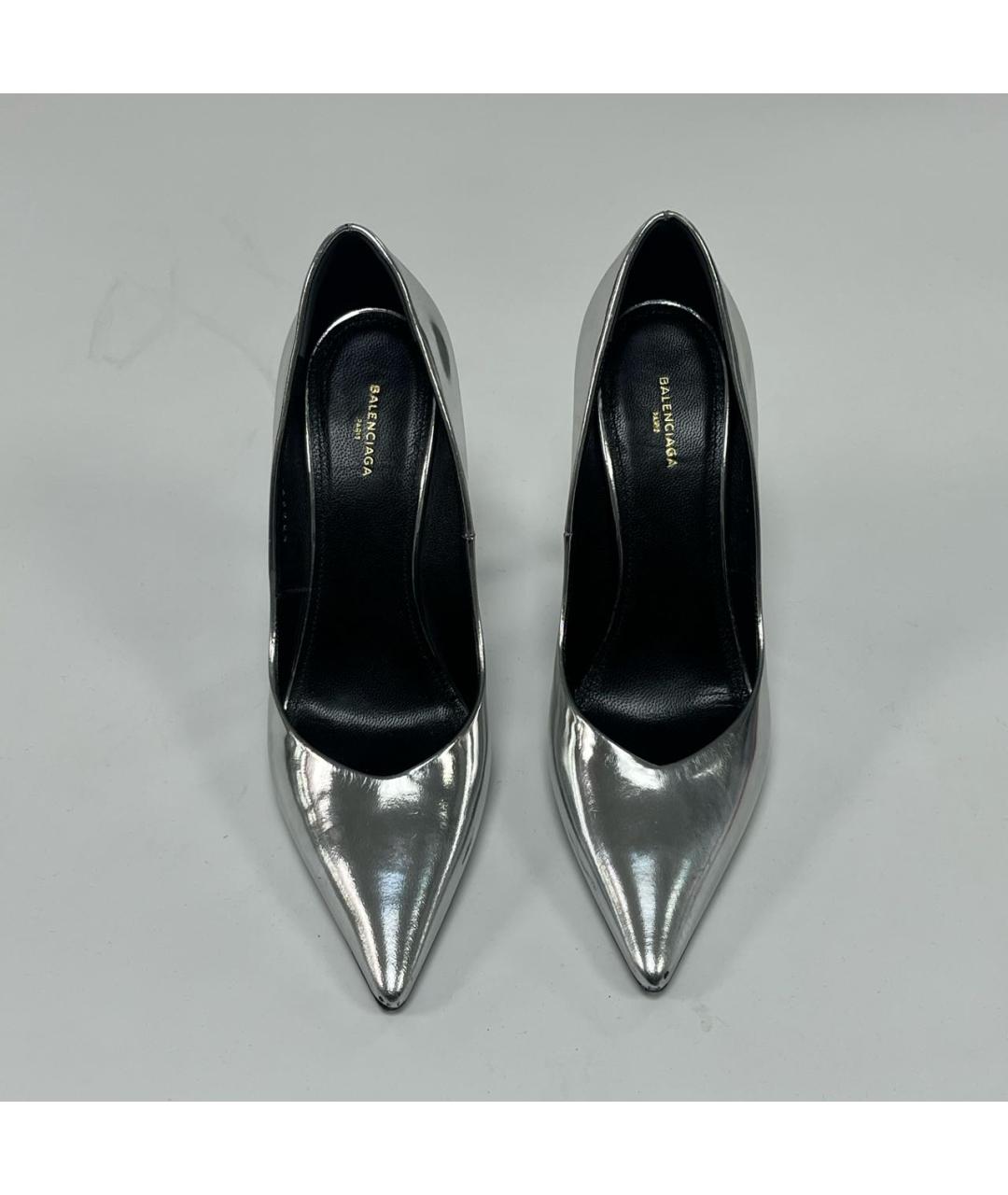 BALENCIAGA Серебряные туфли из лакированной кожи, фото 2