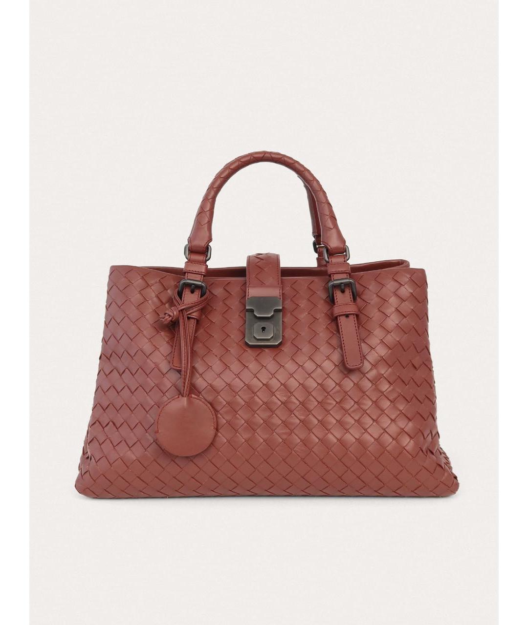 BOTTEGA VENETA Бордовая кожаная сумка тоут, фото 9