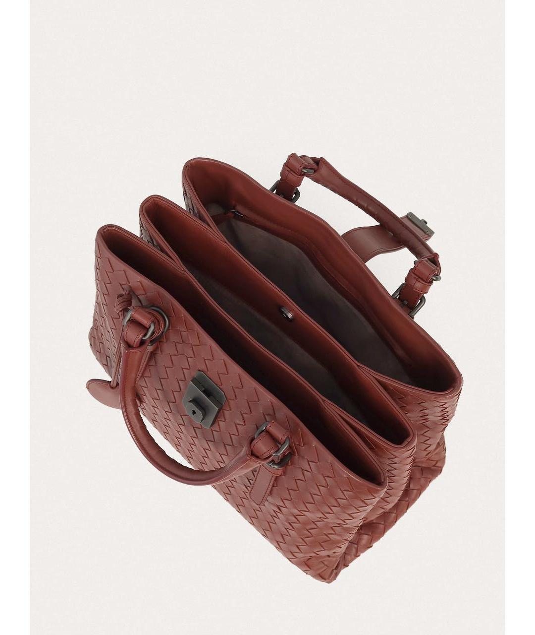 BOTTEGA VENETA Бордовая кожаная сумка тоут, фото 4