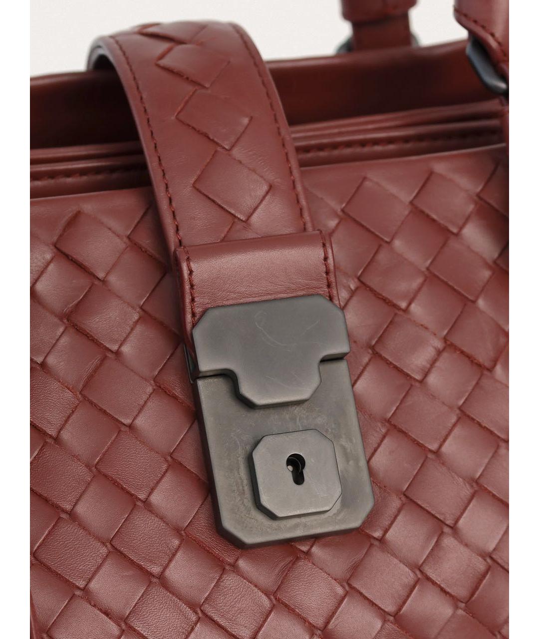 BOTTEGA VENETA Бордовая кожаная сумка тоут, фото 8