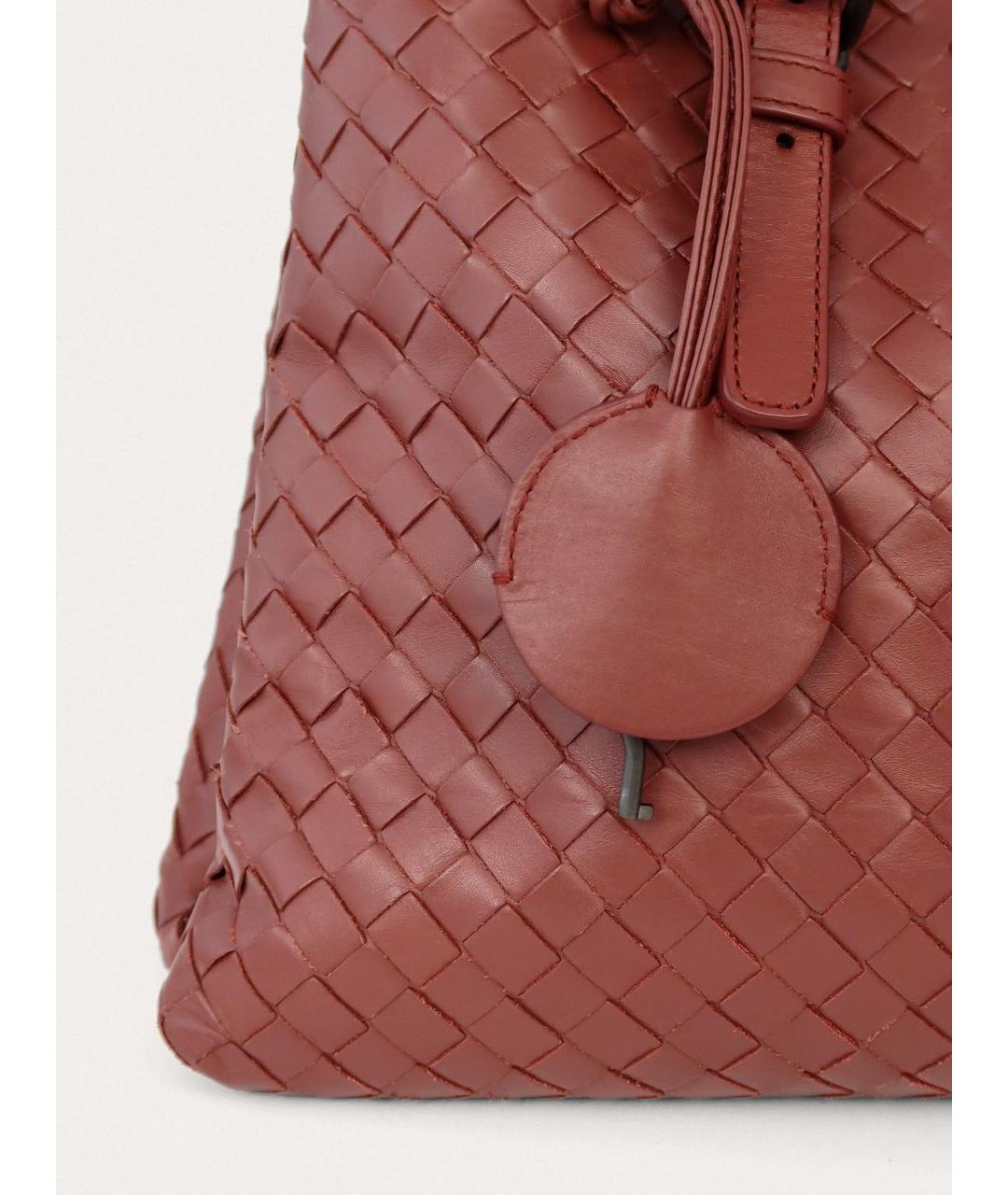 BOTTEGA VENETA Бордовая кожаная сумка тоут, фото 6