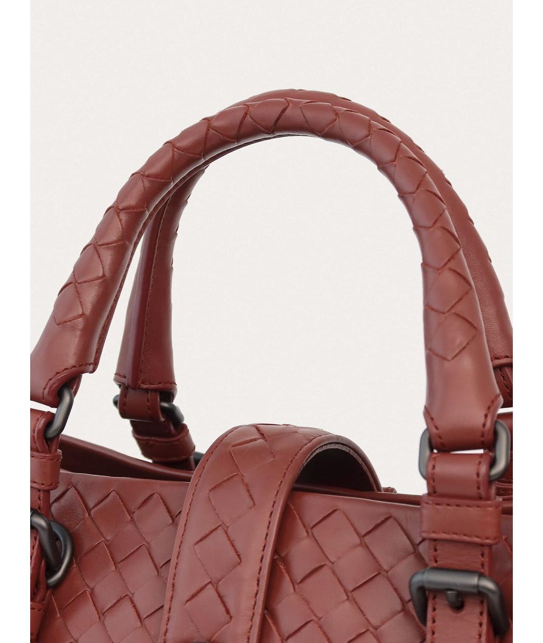 BOTTEGA VENETA Бордовая кожаная сумка тоут, фото 7
