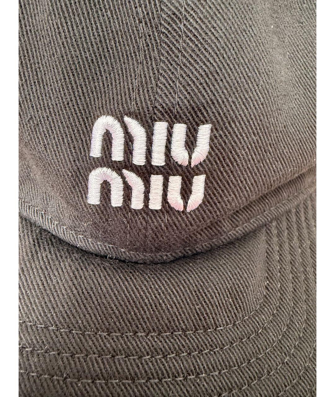MIU MIU Черная хлопковая кепка, фото 4