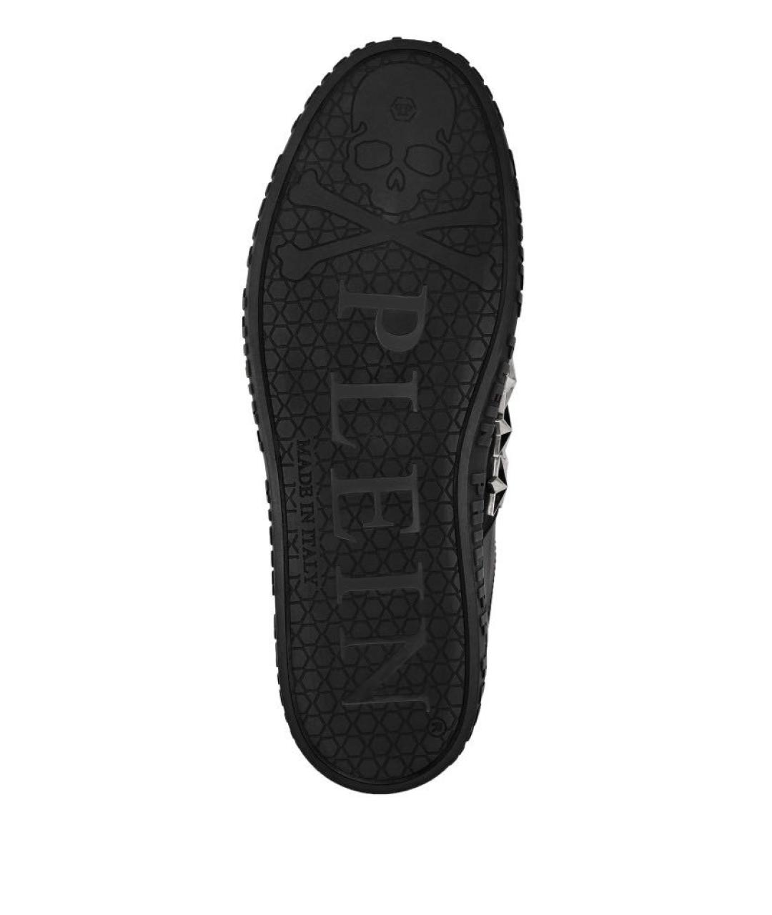 PHILIPP PLEIN Черные кожаные слипоны, фото 6