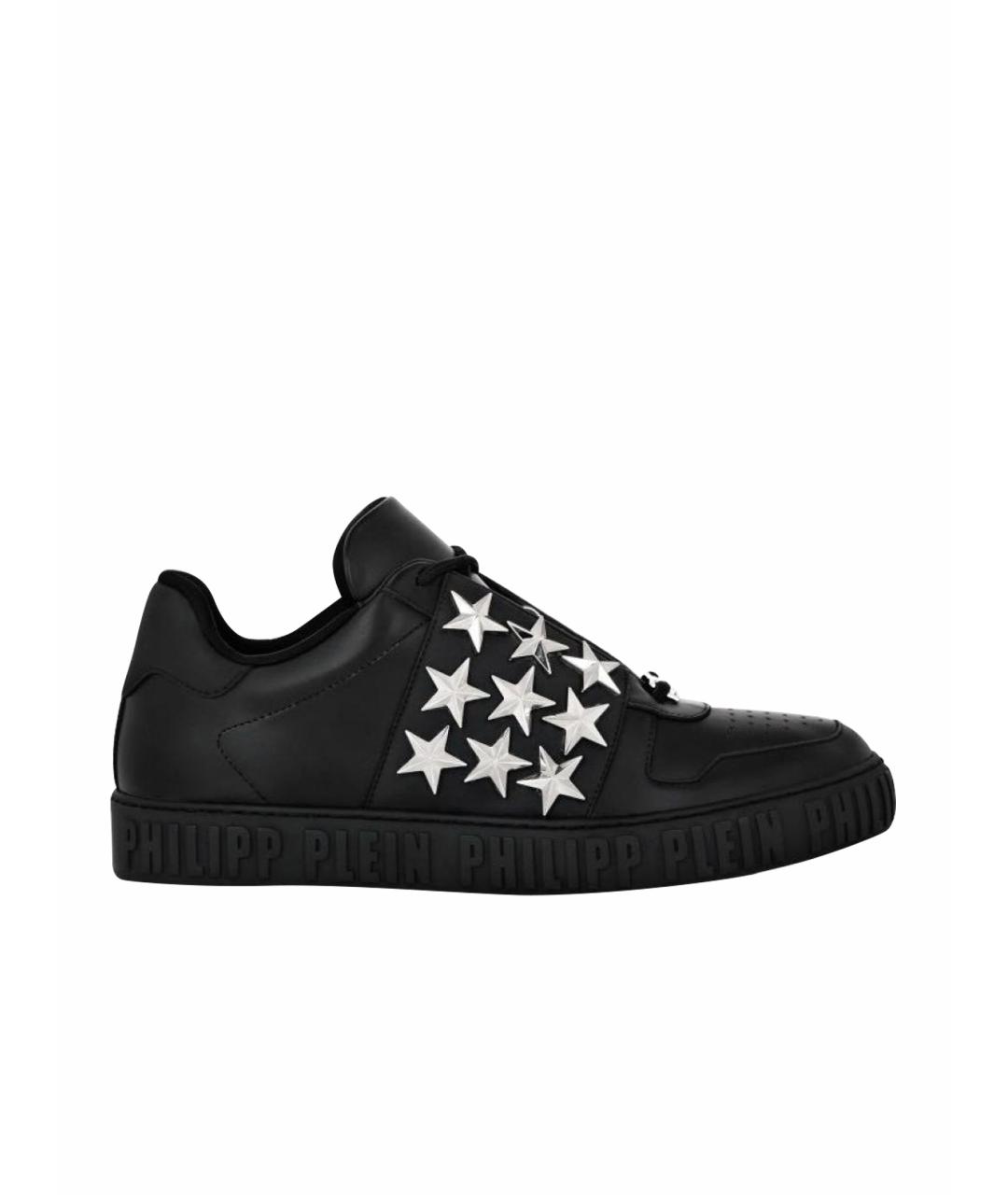 PHILIPP PLEIN Черные кожаные слипоны, фото 1