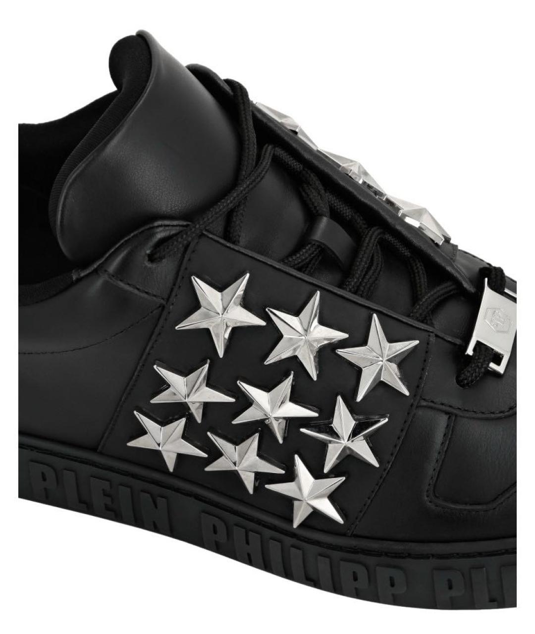 PHILIPP PLEIN Черные кожаные слипоны, фото 4