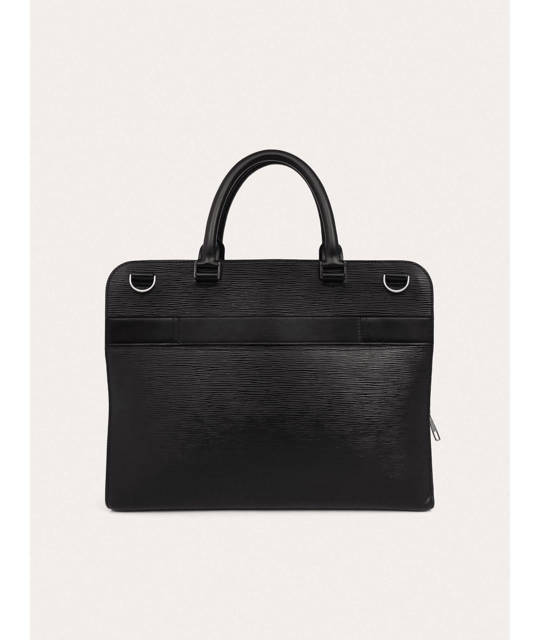LOUIS VUITTON Черный кожаный портфель, фото 3