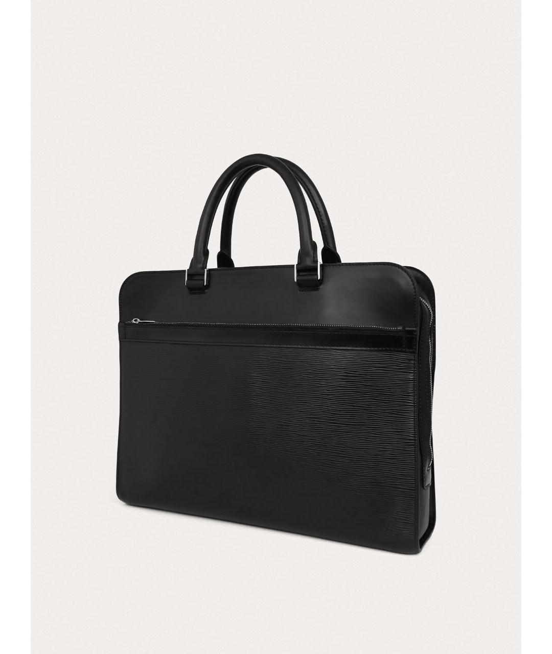 LOUIS VUITTON Черный кожаный портфель, фото 2