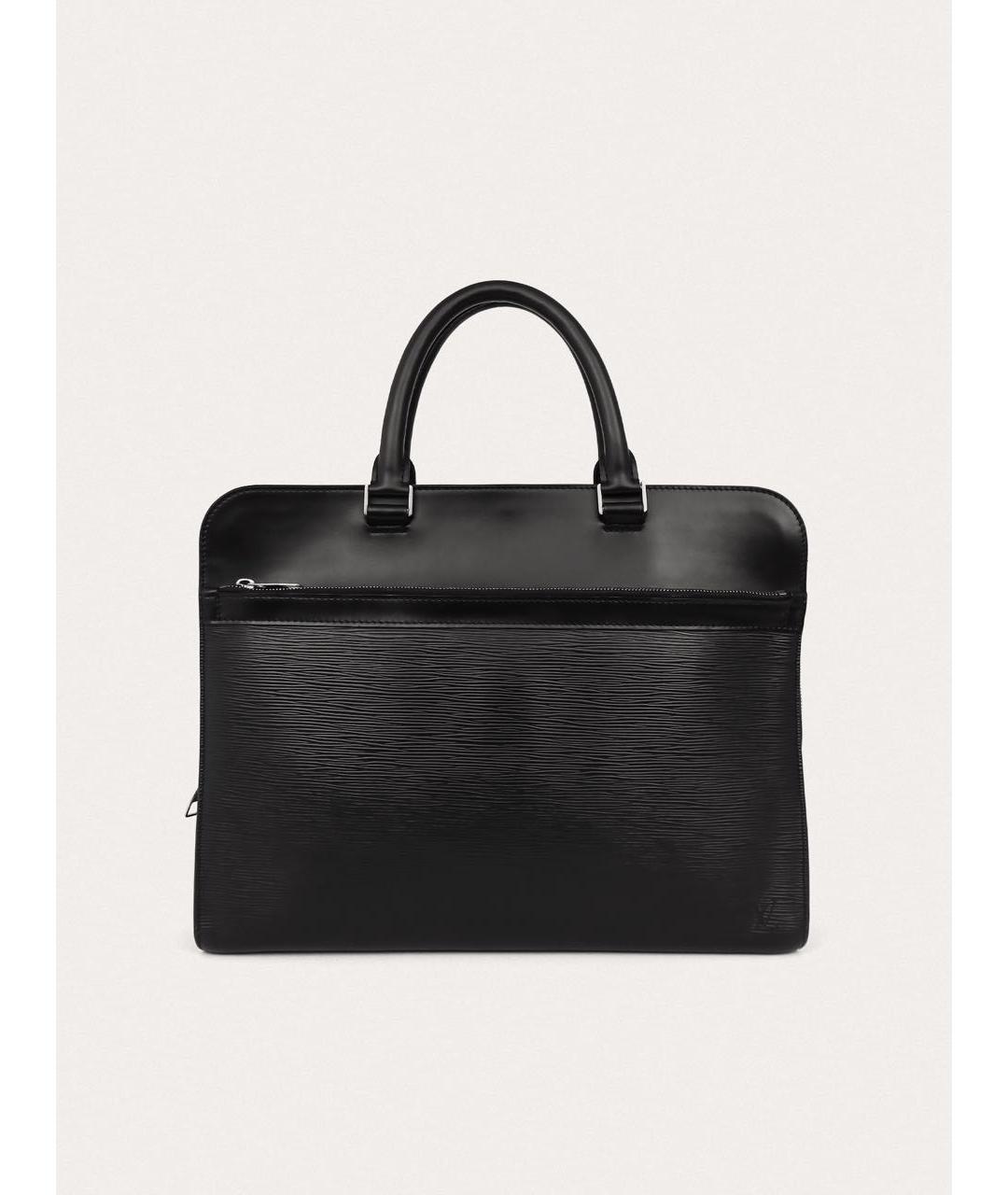 LOUIS VUITTON Черный кожаный портфель, фото 9