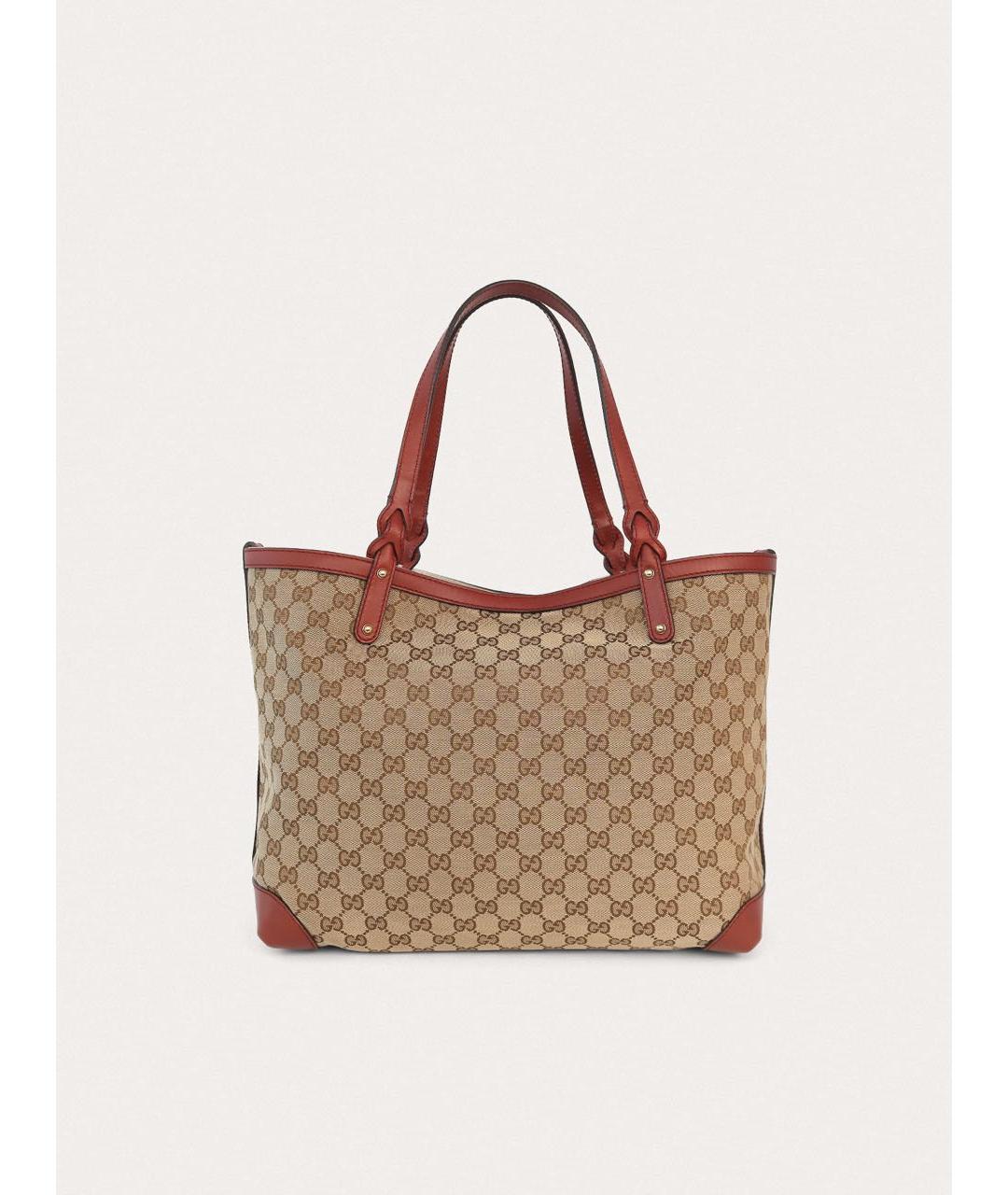 GUCCI Коричневая тканевая сумка тоут, фото 9