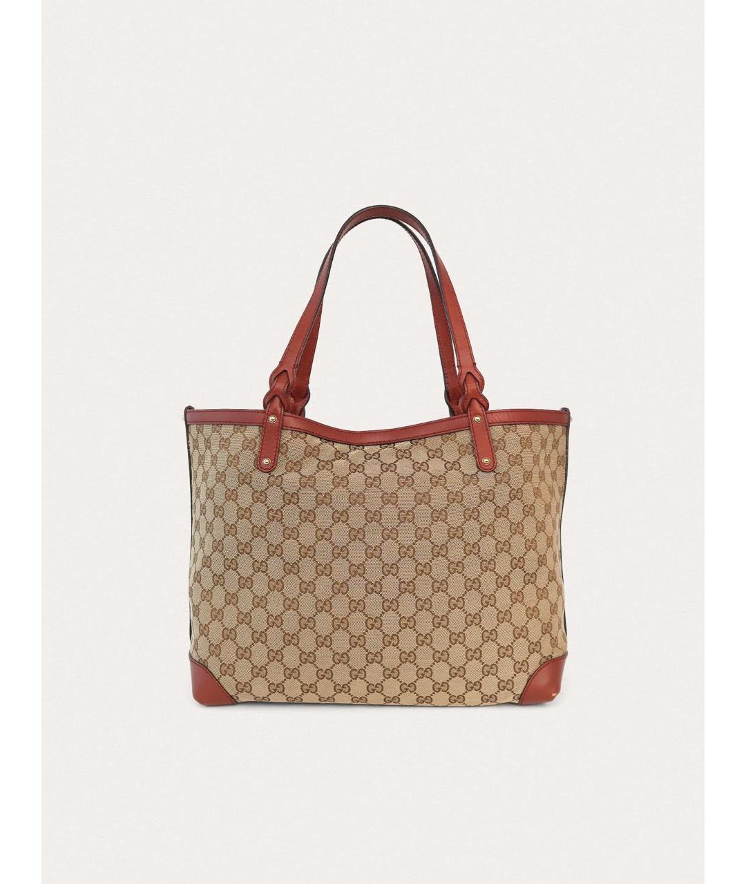 GUCCI Коричневая тканевая сумка тоут, фото 3