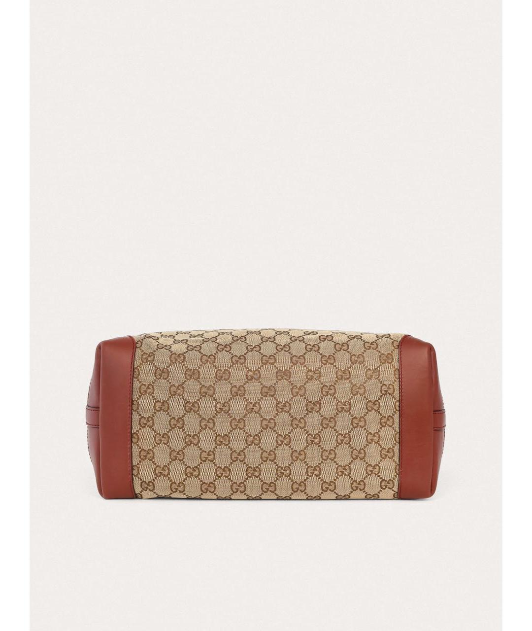 GUCCI Коричневая тканевая сумка тоут, фото 5