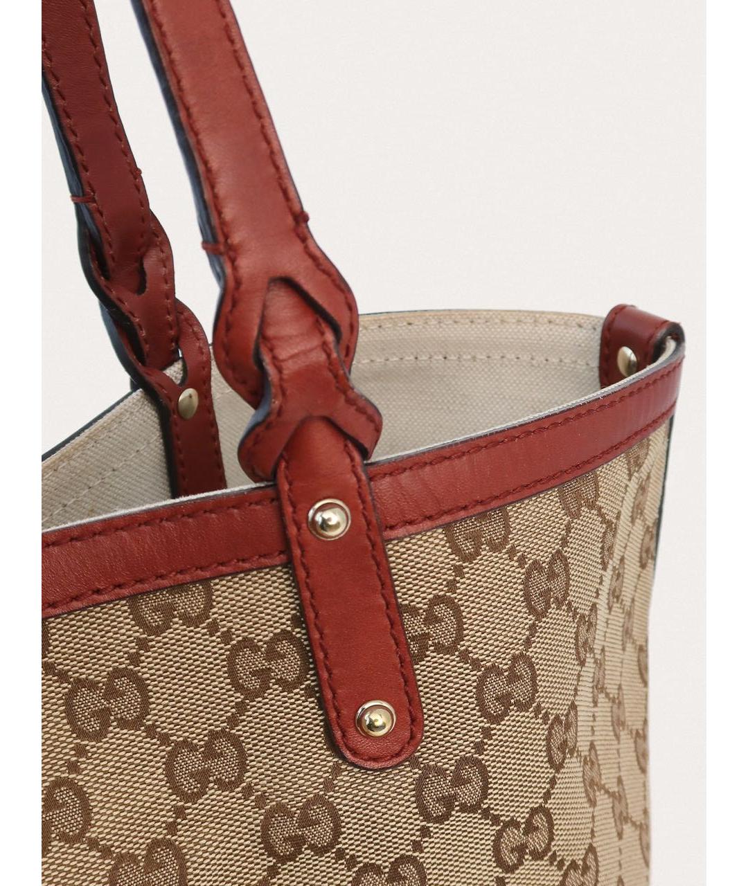 GUCCI Коричневая тканевая сумка тоут, фото 8