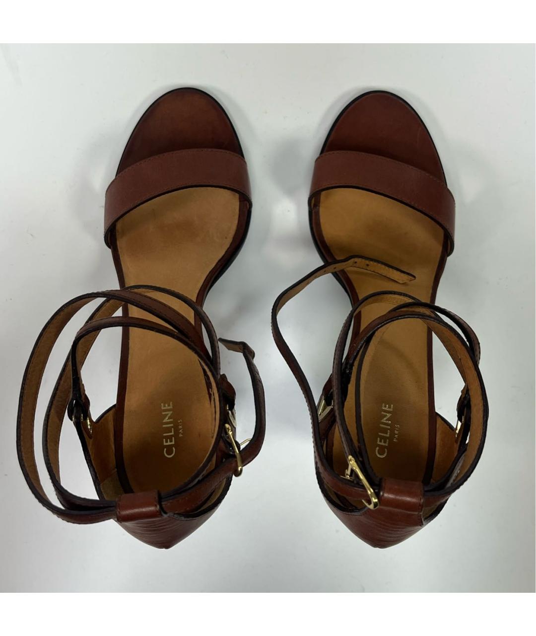 CELINE Коричневые кожаные босоножки, фото 2