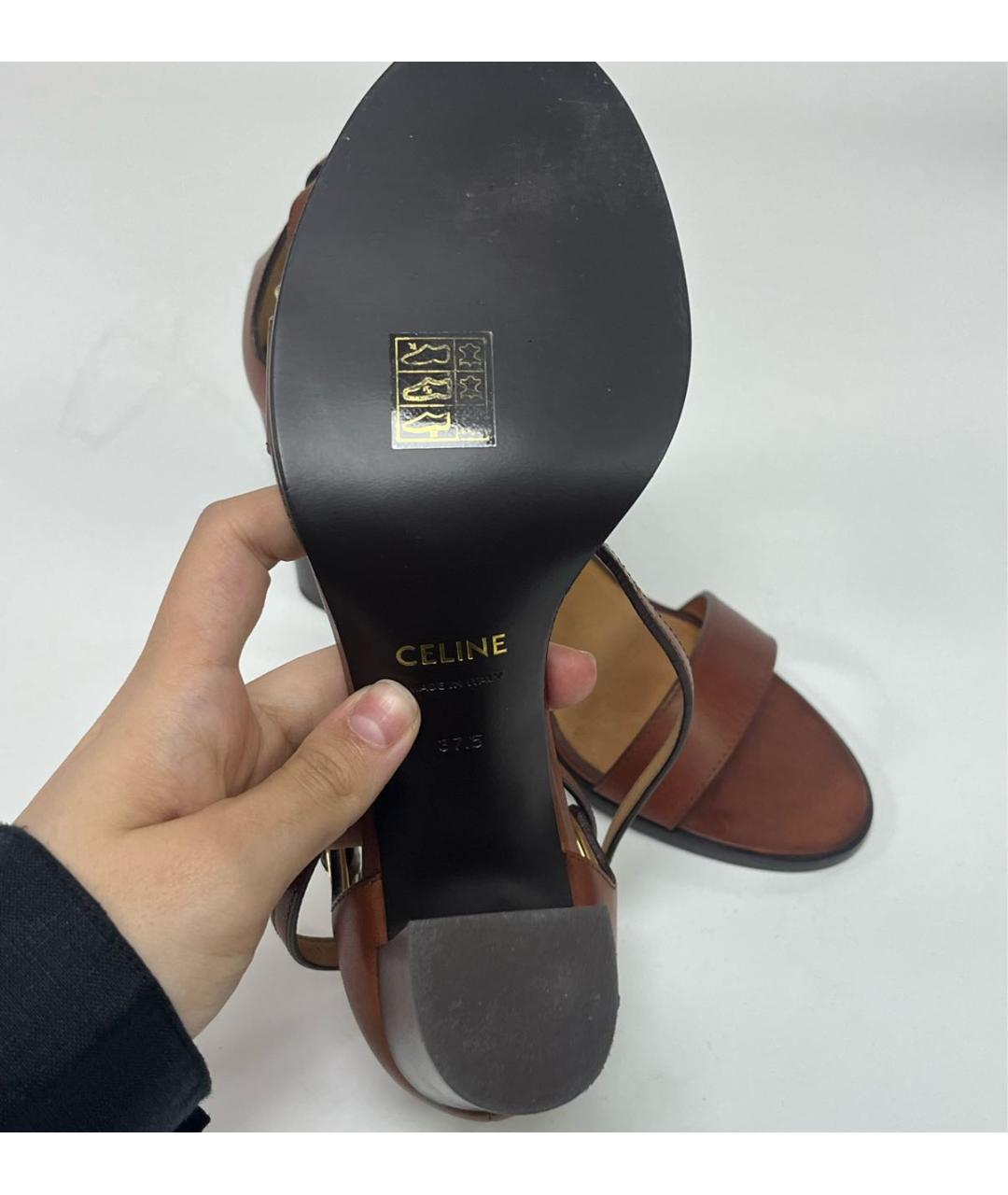 CELINE Коричневые кожаные босоножки, фото 4