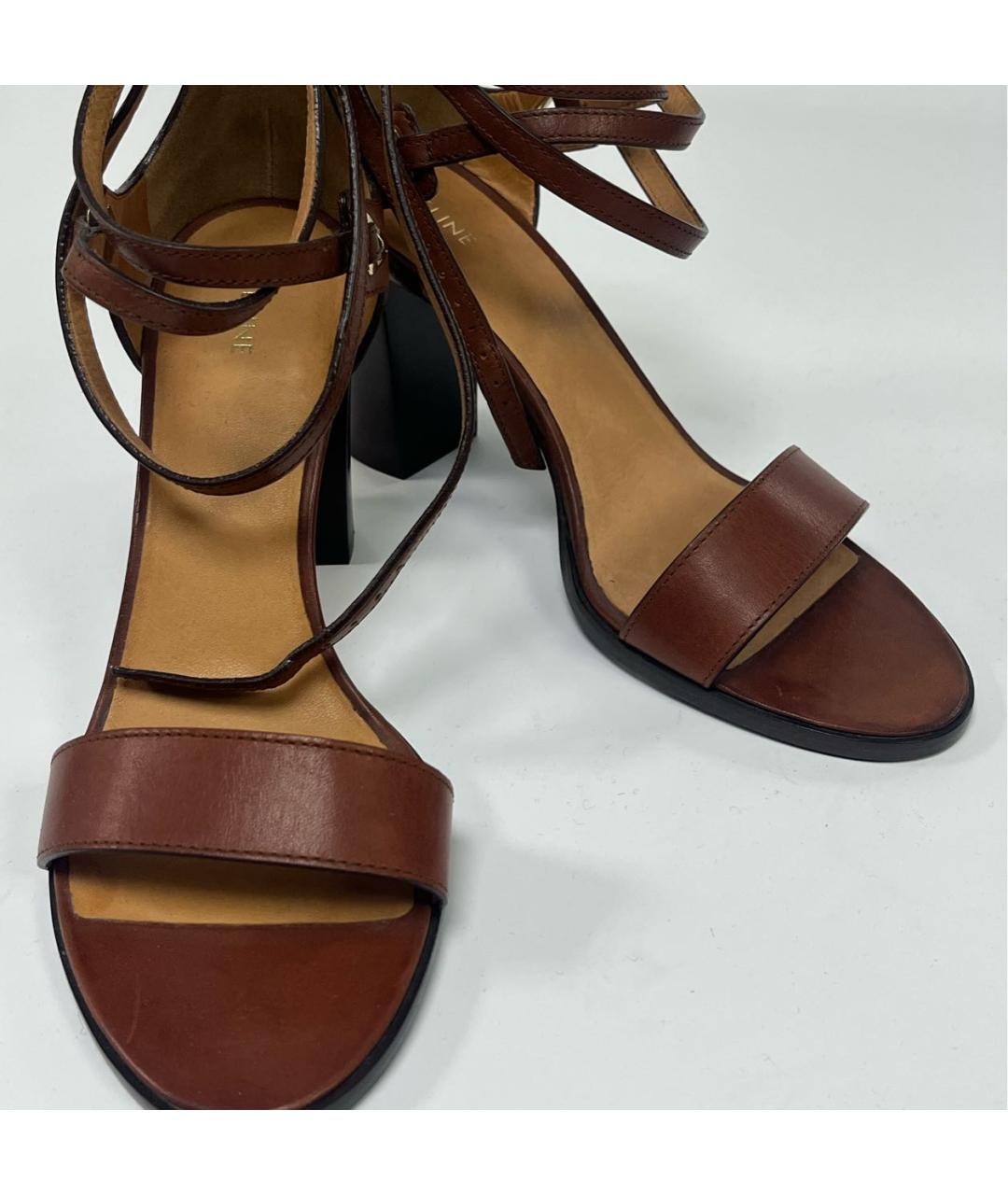 CELINE Коричневые кожаные босоножки, фото 3