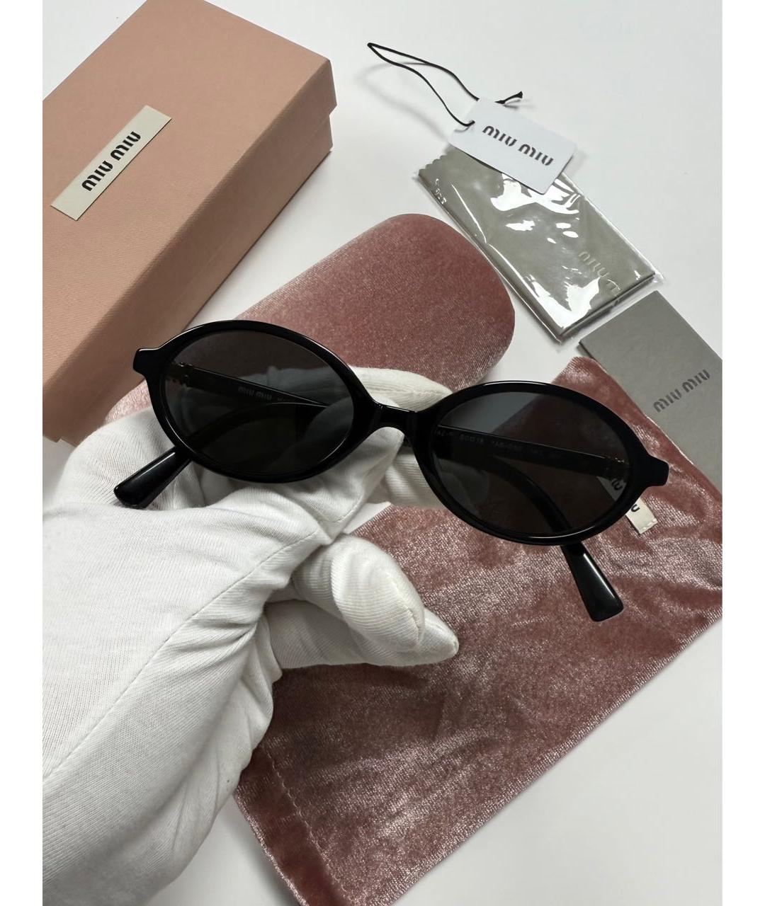 MIU MIU Черные пластиковые солнцезащитные очки, фото 3