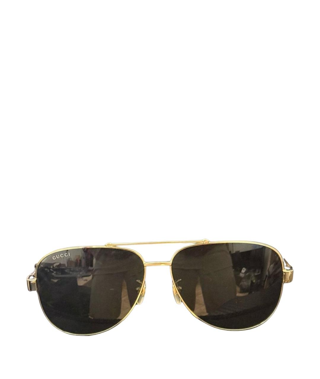 GUCCI Золотые металлические солнцезащитные очки, фото 1