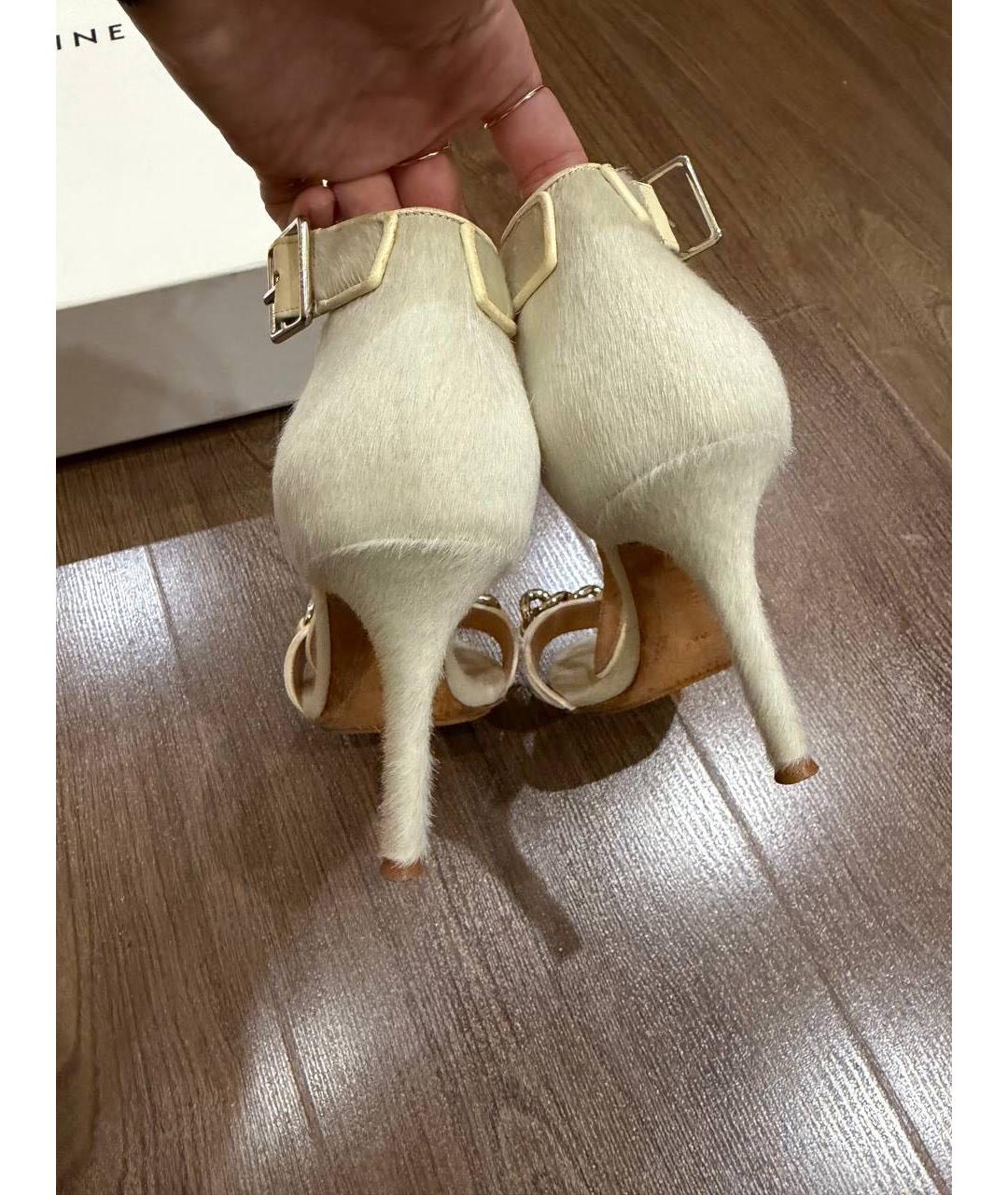 CELINE Бежевые босоножки из экзотической кожи, фото 2
