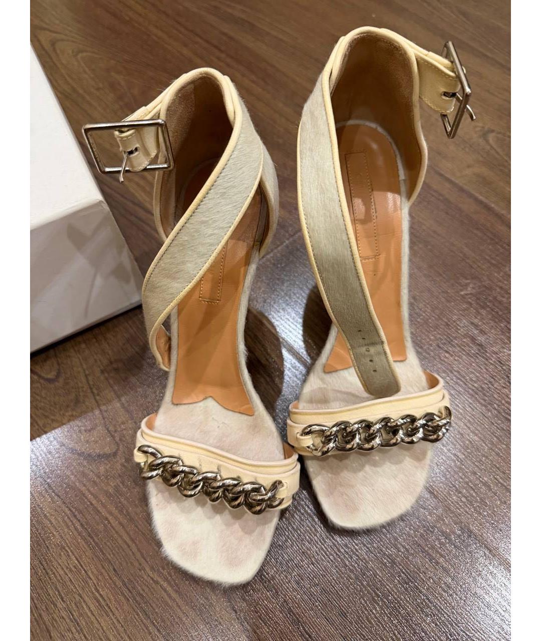 CELINE Бежевые босоножки из экзотической кожи, фото 4