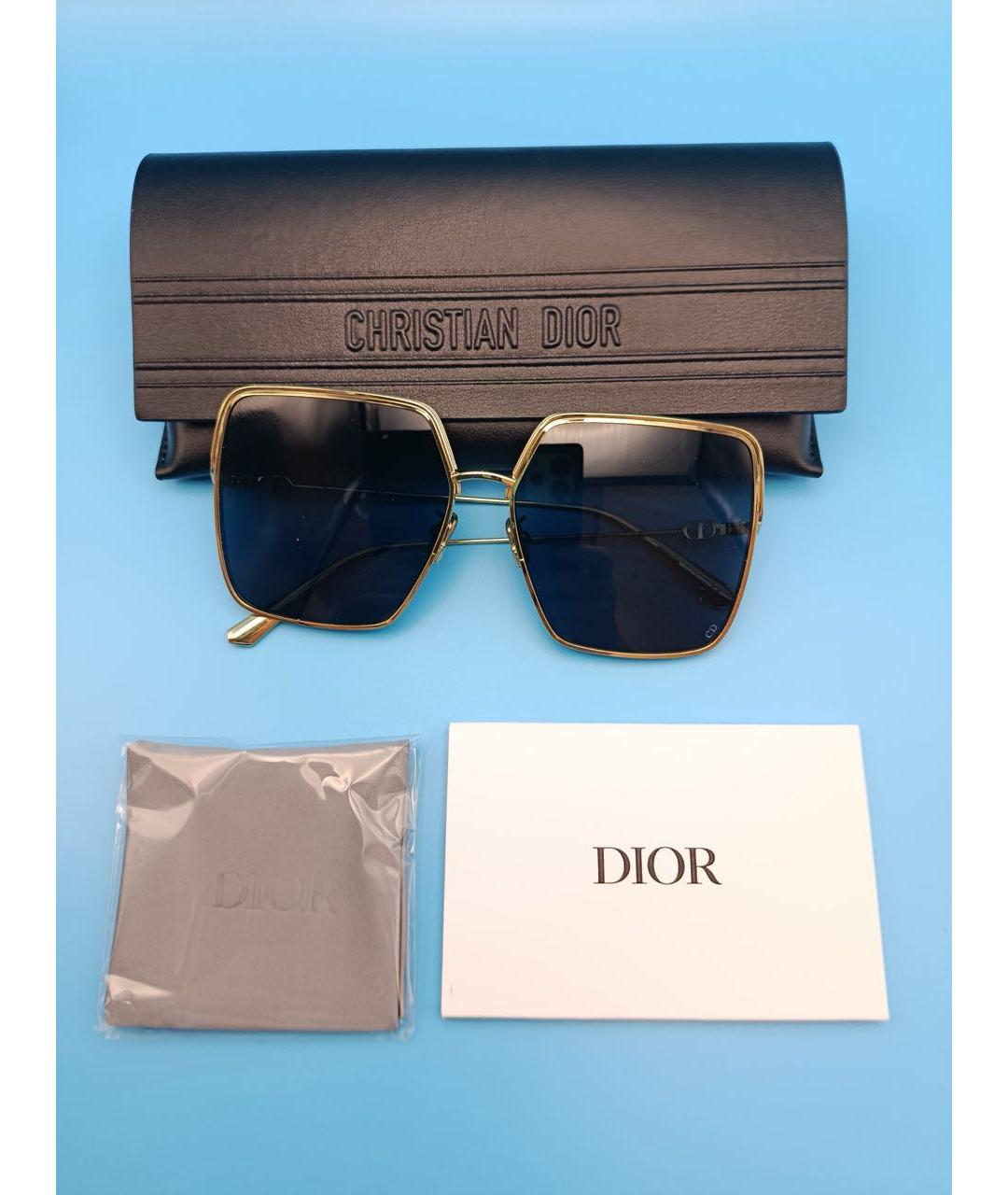 CHRISTIAN DIOR Золотые металлические солнцезащитные очки, фото 9