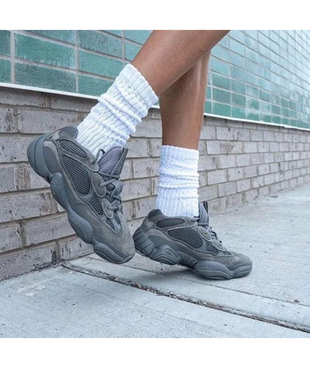 YEEZY Серые текстильные низкие кроссовки / кеды, фото 7