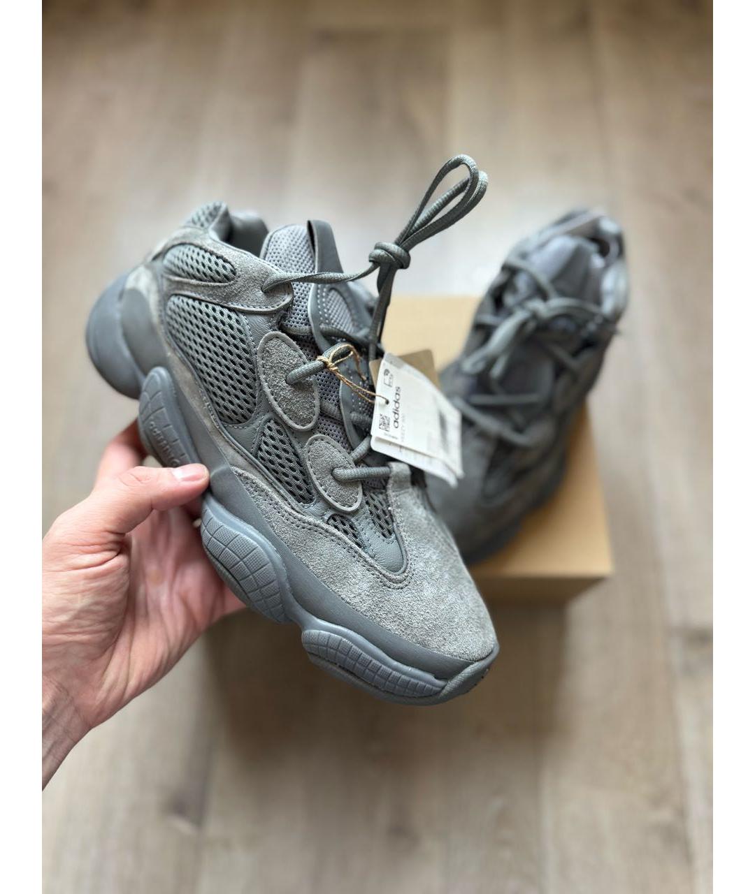 YEEZY Серые текстильные низкие кроссовки / кеды, фото 2