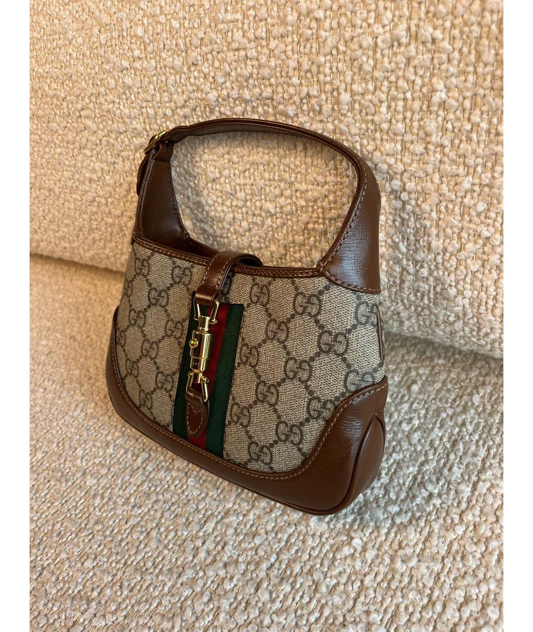 GUCCI Коричневая кожаная сумка с короткими ручками, фото 5
