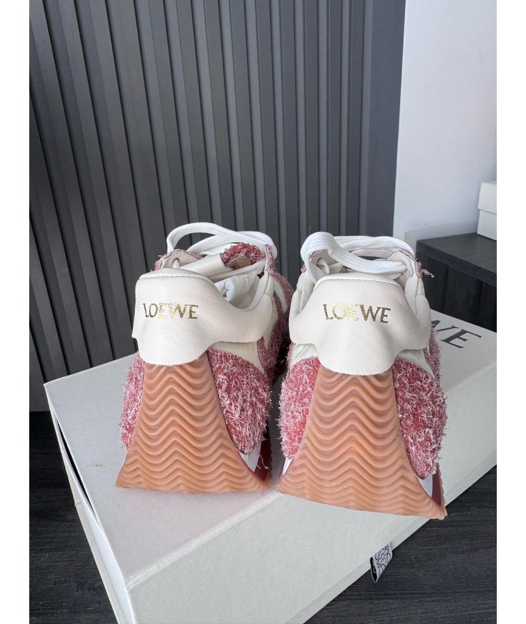 LOEWE Розовые замшевые кроссовки, фото 4
