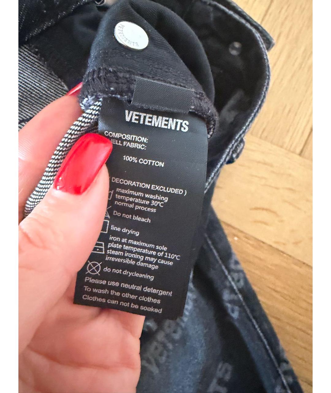 VETEMENTS Антрацитовые хлопковые джинсы клеш, фото 5