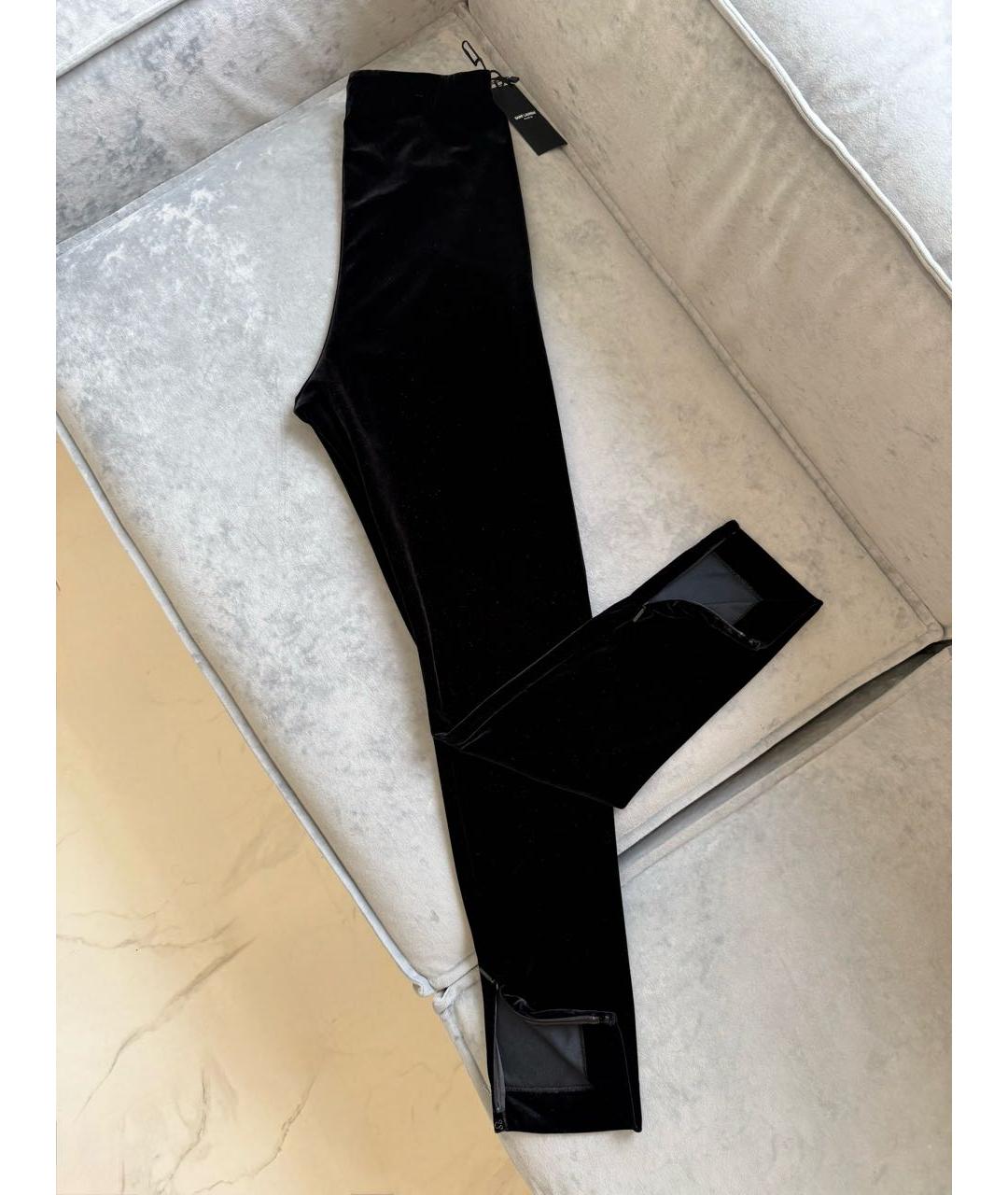 SAINT LAURENT Черные бархатные брюки узкие, фото 5