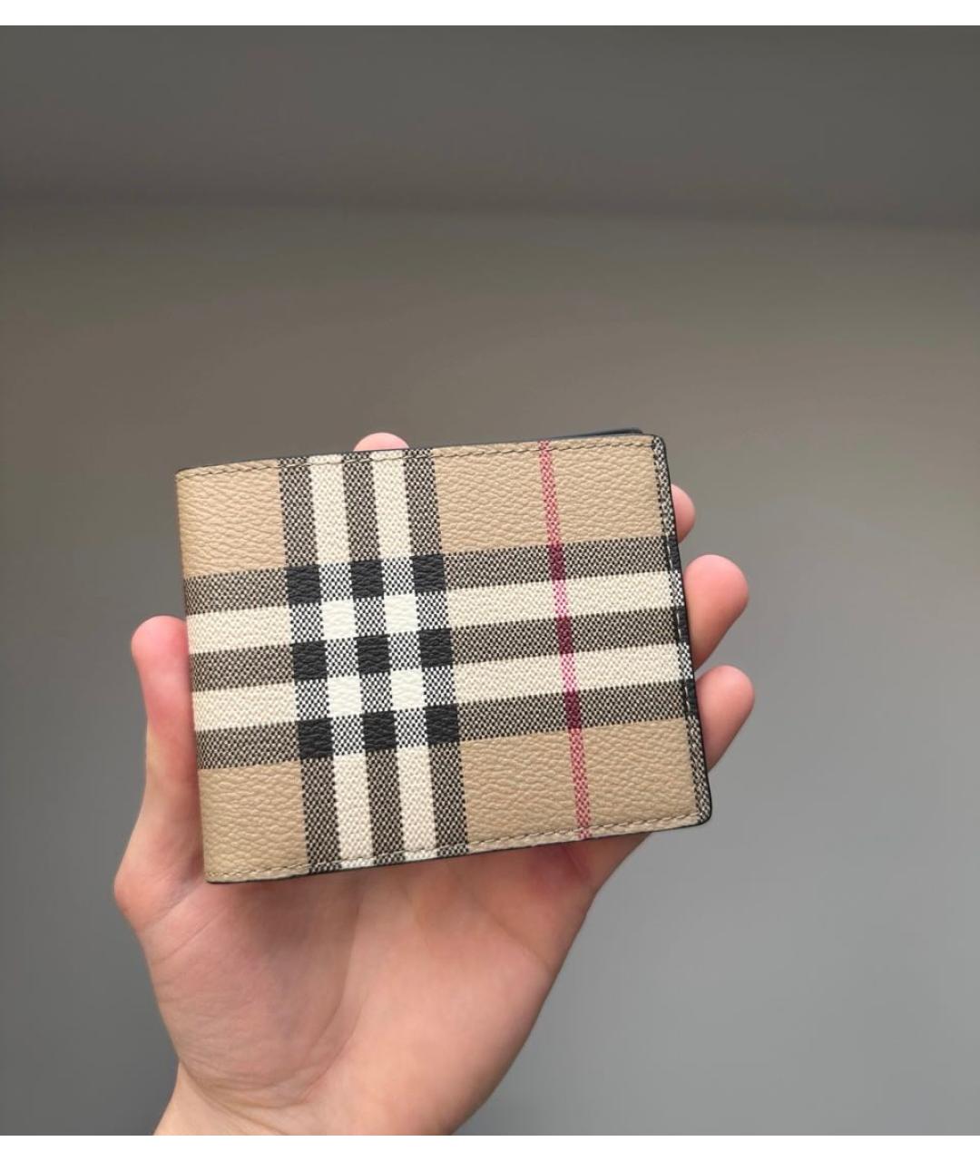 BURBERRY Бежевый кожаный кошелек, фото 4