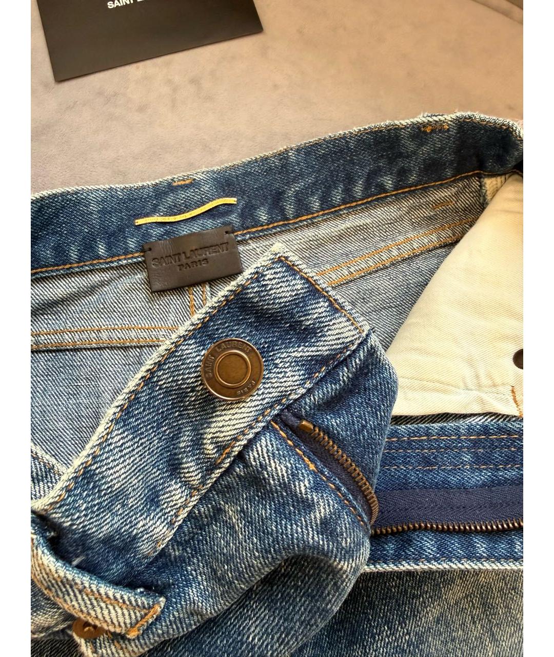 SAINT LAURENT Синяя деним юбка мини, фото 8
