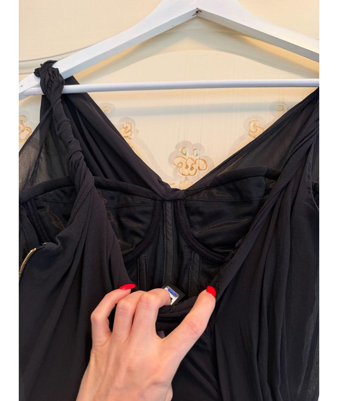 ROBERTO CAVALLI Черное шелковое вечернее платье, фото 4